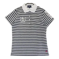 サイズ：0 PEARLY GATES パーリーゲイツ  半袖ポロシャツ なみなみボーダー柄 ホワイト系 [240101443560] ゴルフウェア レディース ストスト