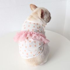 【閉店セール全品半額】大きいサイズ　ドット柄キャミソール　ピンク　フレンチブルドッグ　犬服