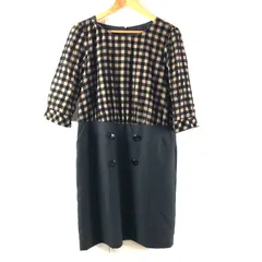 リバティホール Liberty Hall ワンピース タグ付き チェック ボタンデザイン 裏地付き ブラック系 ブラウン系 3Lサイズ 2025090500108