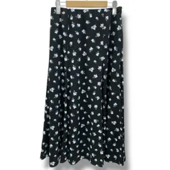 自由区 ジユウク 花柄フレアロングスカート フラワー 上品 238-5 SKIM BM 0302 (505) 黒 白 青 ブラック ホワイト ブルー サイズ38 レディース 春 ゴーゴー古着マルイ草加店 22 No.有274