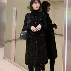 コート レディース ベスト アウター ジャケット ブラック 秋冬 黒 ロング丈