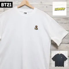 新品BT21 BTS 半袖 Tシャツ ティーシャツ 半袖Tシャツ SHOOKY シューキー SUGA シュガ 刺繍 公式 グッズ LINE キャラクター レディース メンズ ユニセックス 白 ホワイト 黒 ブラック