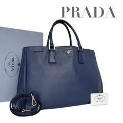 【価格交渉/質問大歓迎♪】プラダ ハンドバッグ ガレリア サフィアーノ 三角ロゴ　ブルー　4871