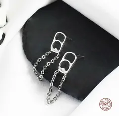 プルトップ チェーン シルバー935 S925 保存袋付き ピアス タッセル