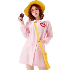 [DECEED] 幼稚園児コスプレ衣装 Lサイズ ようちえん 制服 保育園 仮装 ハロウィン 大人 女性 レディース 上着＋帽子＋バッグ＋名札 4点セット