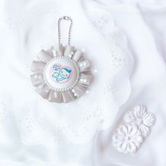 ハンドメイド　両面マタニティマーク　チュールロゼット　ホワイトxグレージュ　完成品