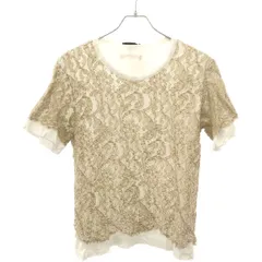 Drawer ドゥロワー レースデザインTシャツ 6517ー286ー0219 ホワイト×ベージュ 1