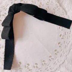 ❤️300 ベロアドロップリボンポニーフック❤️ブラック