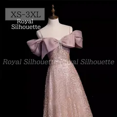 ナイトドレス パーティー ドレス ブラック ピンク ラメ  結婚式 大きいサイズ ドレス 謝恩会 XS S M L XL LL 2XL XXL 3XL XXXL パーティー 姫系 発表会 オフショルダー 披露宴 豪華 プリンセス ロング丈 フェミニン
