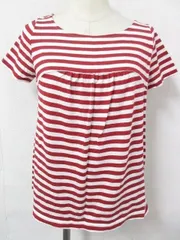 【送料無料】美品 コムサイズム COMME CA ISM 大人可愛い 半袖カットソー Tシャツ ボーダー 赤白 ラメ糸 Mサイズ ■L18555SSA18-180427-51（4）5/17