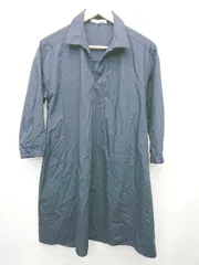 ◇ ⊂ SHOO・LA・RUE スキッパー 七分袖 膝丈 シャツ　ワンピース　チュニック サイズF ネイビー レディース P  【1411070000033】