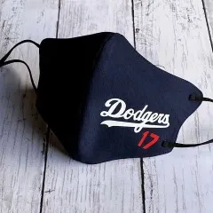 ドジャース　立体マスク　濃紺　大谷翔平　OHTANI　１７番　dodgers　ＬＡ　ネイビー　吸汗速乾　ゴム調整式　２層構造　リフォーム繕　オリジナル