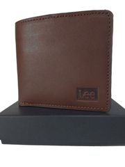 新品アウトレット　LEE レザーウォレット　ブラウン　二つ折り 財布 メンズ オイルダコタ革 イタリアンレザー 高級 シンプル 収納力