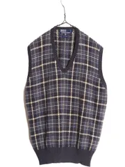 【お得なクーポン配布中!】 90s ポロ ラルフローレン チェック ニット ベスト メンズ レディース L 90年代 オールド コットン 重ね着 Vネック ポニー無し マルチカラー