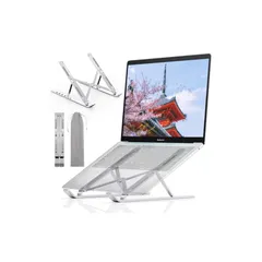 ZEEKK ノートパソコンスタンド PCスタンド アルミ合金 タブレットスタンド 折りたたみ 軽量 安定 放熱 滑り止め 人間工学設計 高さ 角度6段階調整 収納可能 在宅/出勤勤務 持ち運びに便利 10.5-17インチまで対応 1