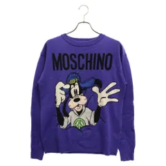 MOSCHINO (モスキーノ) グーフィー ロゴ刺繍 クルーネック 長袖ニット セーター パープルのサムネイル