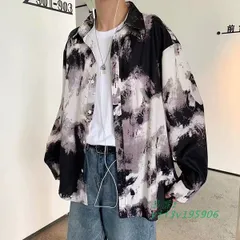 あり 柄シャツ タイダイ柄 灰紫 モノトーン調 長袖 ヒップホップ シャツ トップス ダンス 春服 個性的 大きいサイズ 衣装 秋服 韓国ファッション  vii3v195906