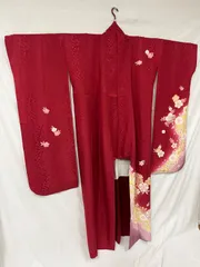 【仕立上がり】振袖　成人式　卒業式　晴れ着　赤　花柄　M　１０