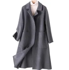 コート レディース 膝丈 ロング 長袖 襟付き ポロカラー ストレート ボタン 厚手 ウール きれいめ シンプル 上品 おしゃれ かっこいい マニッシュ クール 主役級 存在感 かっちり 都会的 クラシカル ベーシック 無地 秋 冬 入学式 入園式 卒業式 卒