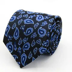 タカキュー ブランド ネクタイ シルク ペイズリー柄 総柄 PO メンズ ブラック TAKA Q 【中古】