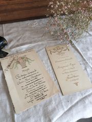 フランス アンティーク　レストラン　メニュー表　1900年　2枚セット