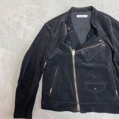 【ID DAILYWEAR】アイディーデイリーウェア　コーデュロイ　ダブルライダースジャケット　ノーカラー　ダブルジップ　サイズ２
