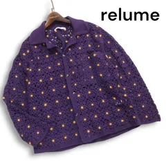 23AW★ relume CALIFORNIA ジャーナルスタンダード 秋冬 花柄 クロシェ編み ニット カーディガン Sz.M　メンズ ユニセックス