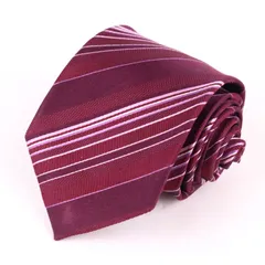 コムサメン ブランドネクタイ ストライプ柄 シルク 日本製 メンズ パープル COMME CA MEN 【中古】