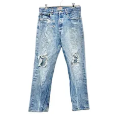 Levi's 501 デニムパンツ W34 アイスブルー リーバイス ボタンフライ ダメージ ジーンズ メキシコ製 古着卸 アメリカ仕入 2509-663