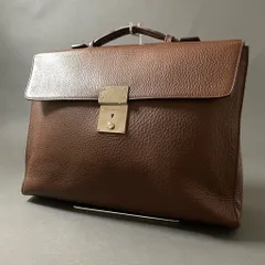 Df29 Ermenegildo Zegna エルメネジルド ゼニア レザー ブリーフケース ビジネスバッグ ブラウン Leather オフィス イタリア製のサムネイル