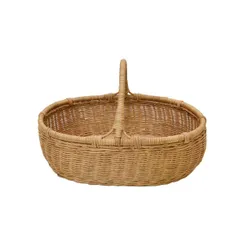 ラタン製かごバッグ 小判型 バスケット 浅型 楕円 L 籐籠