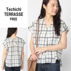 A0480【美品♪】Techichi TERRASSE　テチチテラス　バックレースアップブラウス　オフホワイト系