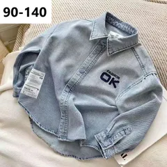 キッズ 子供服 子ども服 デニムシャツ シャツ デニム デニムシャツキッズ キッズデニムシャツ キッズデニムジャケット キッズ長袖シャツ トップス アウター 薄い上着 春先アウター カジュアル 男の子 春 ゆったり 長袖 薄手 KCGA002(90-140)のサムネイル