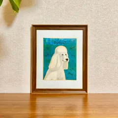 新品☆額縁付アートポスター☆犬の絵☆Poodle (WHITE)☆プードル☆インテリア☆動物病院／店舗様必見◆壁掛け☆30