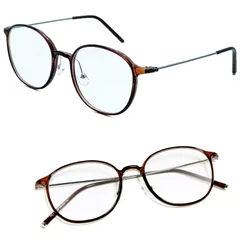 [LACCL] ラクル ブルーライトカット メガネ 丸メガネ 超軽量 15グラム 伊達眼鏡 レディース メンズ 度なし UV 010 (クリアブラウン) [クリアブラウン]