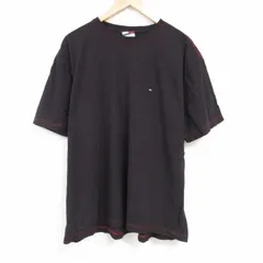 XL/古着 トミーヒルフィガー TOMMY HILFIGER 半袖 ブランド Tシャツ メンズ 90s ワンポイントロゴ 大きいサイズ コットン クルーネック 黒 