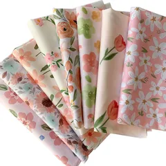 【新品】 8枚セット 花柄プリント 生地 40×50cm おしゃれ 手芸 生地 はぎれ 花 手芸用 パッチワーク 布セット ピンク 1