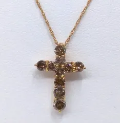 【ソーティング付】 K18 天然ダイヤモンド 1.0ct クロス 十字架 ネックレス 約41cm 2.3g