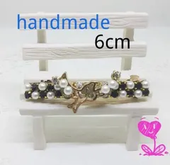 ★お洒落ブラックストーン バレッタ 6cm ★商品番号A-141