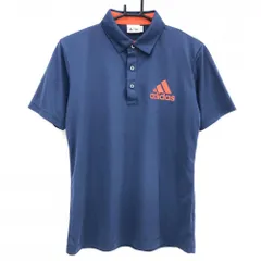 ★値下げ★【美品】アディダス 半袖ポロシャツ ネイビー ロゴオレンジ メンズ M/M ゴルフウェア adidas