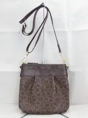 Calvin Klein カルバンクライン ロゴ PVCレザー ブラウン ショルダーバッグ