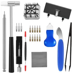 【在庫セール】時計バンド/ベルト 調整工具、 キット、 電池交換、腕時計ベルト工具、でんち交換 ピン抜き工具、腕時計の裏蓋オープナー、 腕時計修理工具セット、時計 バネ棒外し(20点セット) TICFROGのサムネイル