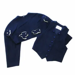 ツモリチサト TSUMORI CHISATO 希少 最初期 1990AW ジャケット ベスト 2点セット デビューコレクション 立体モチーフ アンサンブル イッセイミヤケ期 日本製 ヴィンテージ 紺 ネイビー M 0310 ■GY09のサムネイル