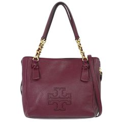 本物 トリー バーチ TORY BURCH レザー 2WAY ショルダーバッグ ハンドバッグ ポシェット ボルドー バッグ 中古 【フォロー割】