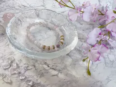 No.141 天然石ブレスレット 16cm  ローズクォーツ×アメジスト×水晶