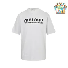 【今日特価】Miu Miu 2025SS ロゴプリント T シャツ-1