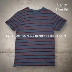 JIM THOMPSON S/S Border Pocket T-Shirt ジム・トンプソン ポケットTシャツ 半袖 アイスブルー Mサイズ ボーダーSlim fit スリムフィット