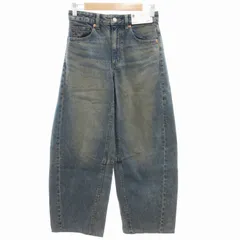 ジーユー GU タグ付き 24AW バレルレッグジーンズ デニムパンツ ワイド ジップフライ S インディゴブルー 221-352152 /GV