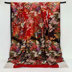 色打掛 正絹 赤 金 山本寛斎 打掛 花嫁衣裳 婚礼 リサイクル 中古  