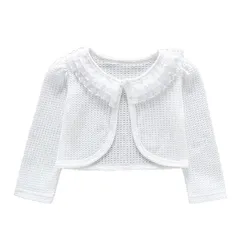 【新品】 [HOLRAFAN] ボレロ 子供 女の子 長袖 カーディガン 結婚式 通園 通学 入園式 卒園式 春夏秋 可愛い キッズ フォーマル ドレス ボレロ 入学式 発表会 演奏会 80-140cm (5/ホワイト, 150) 1